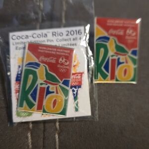 Coca-Cola Rio 2016 Olympic Games Limited Edition Pin Set of 2 Collectors